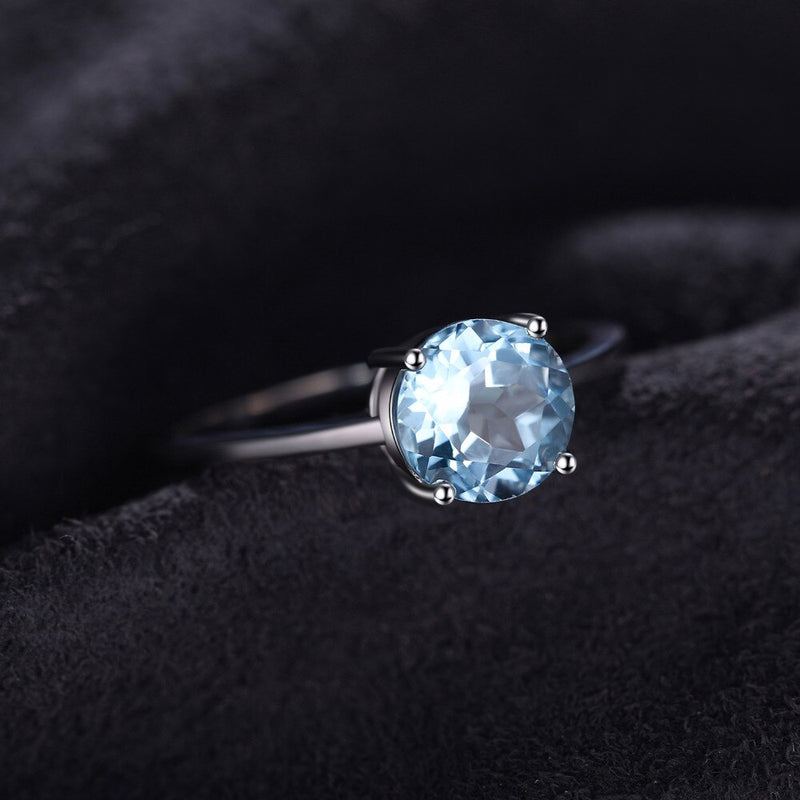 925 Sterling Silver 1.6ct Sky Blue Topaz Ring for Women