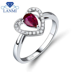 Real 18kt White Gold Red Ruby Engagement Ring, SR10 for Women