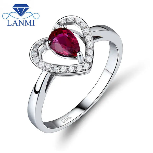 Real 18kt White Gold Red Ruby Engagement Ring, SR10 for Women