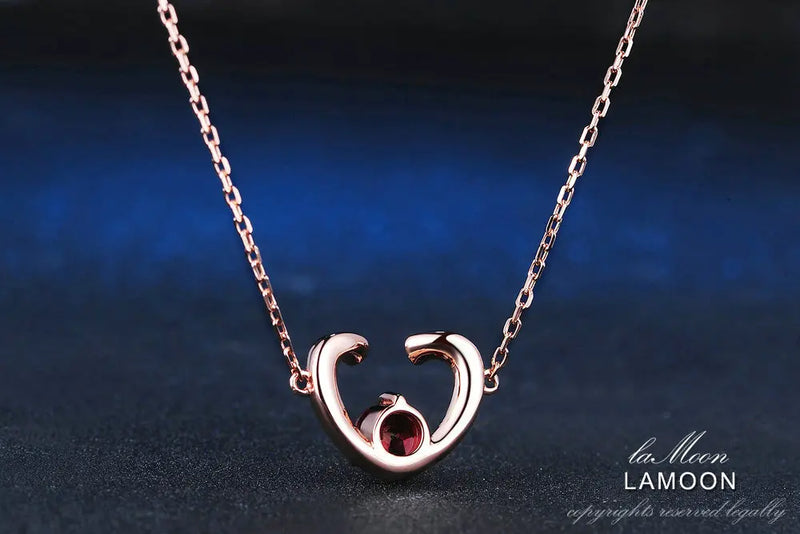 925 Sterling Silver Garnet Heart Jewelry Set For Women