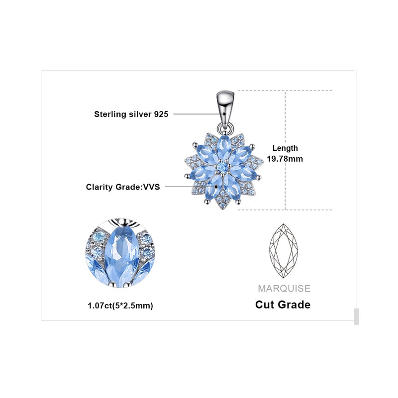 925 Sterling Silver Blue Spinel Pendant Necklace for Woman