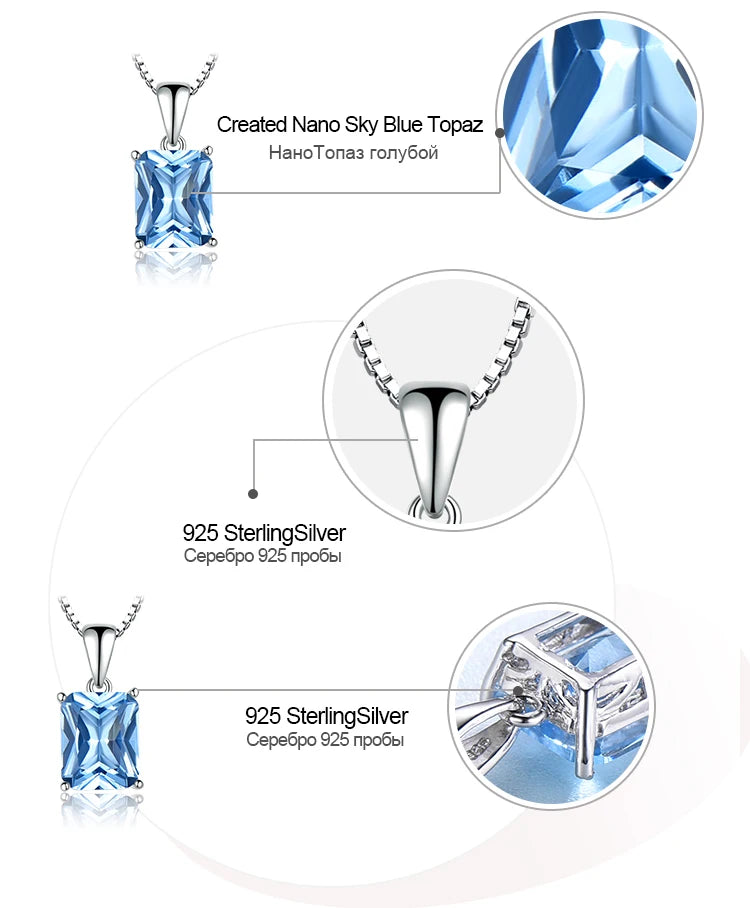 sterling silver nano blue topaz pendant necklace for women