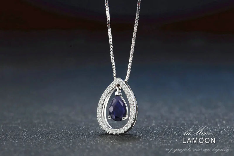 925 Sterling Silver Blue Sapphire Teardrop Jewelry Set for Women