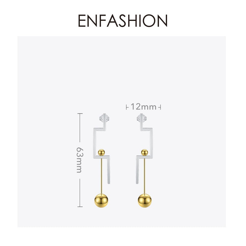 Enfashion Geometric Balance Drop Earrings For Women Contrast Color Stainless Steel Long Hanging Earings Jewelry Oorbellen EB1025