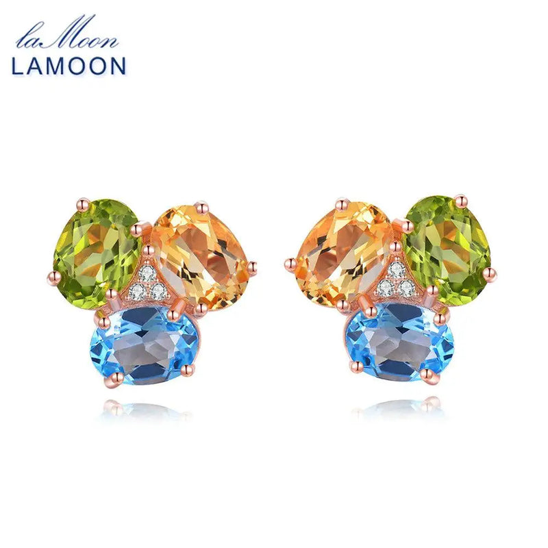 925 Sterling Silver Citrine, Peridot, Topaz Earrings for Women