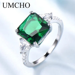 925 Sterling Silver Emerald Gemstone Ring for Women