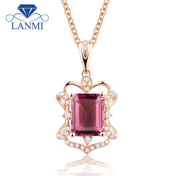 18kt Rose Gold Pink Tourmaline Pendant for Girl