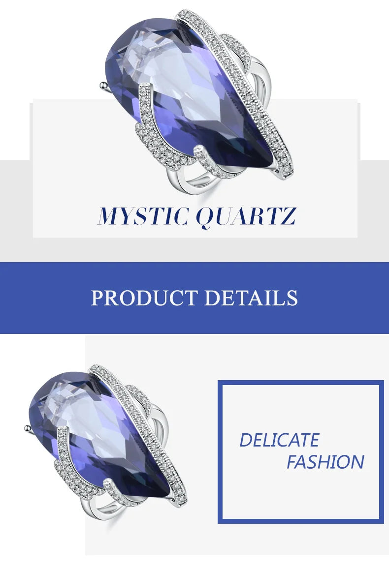 Sterling Silver Iolite Blue Mystic Quartz Gemstone Ring for Women