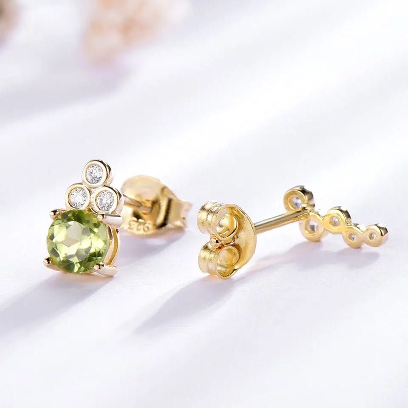 925 Sterling Silver Peridot Stud Earrings for Women