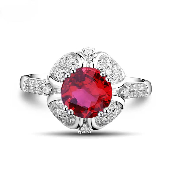 14K White Gold Ruby Wedding Ring for Women