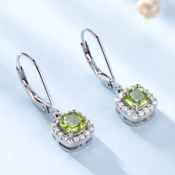 925 Sterling Silver Peridot Earrings for Women