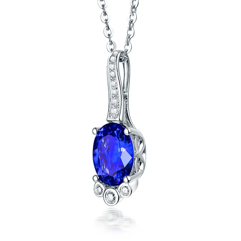 18K White Gold Tanzanite Pendant Necklace