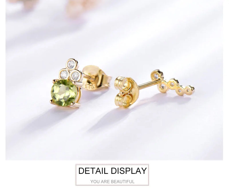 925 Sterling Silver Peridot Stud Earrings for Women