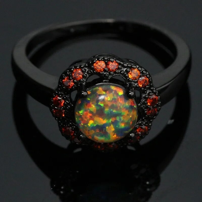 Gold Filled Fire Opal Ring for Women