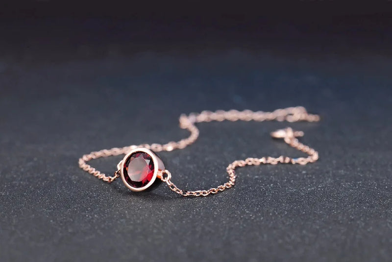 Sterling Silver Red Garnet Jewelry Set for Women