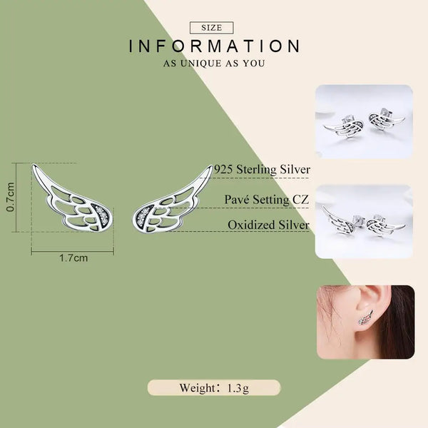 Sterling Silver Feather Stud Earrings for Women