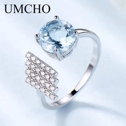 925 Sterling Silver Sky Blue Topaz Adjustable Ring for Women