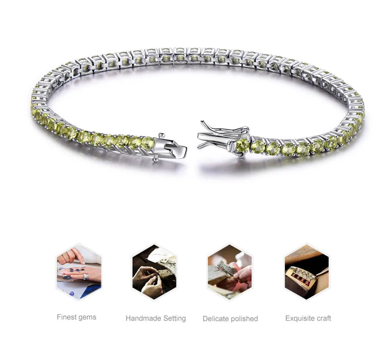 Sterling Silver Peridot Bracelet for Women