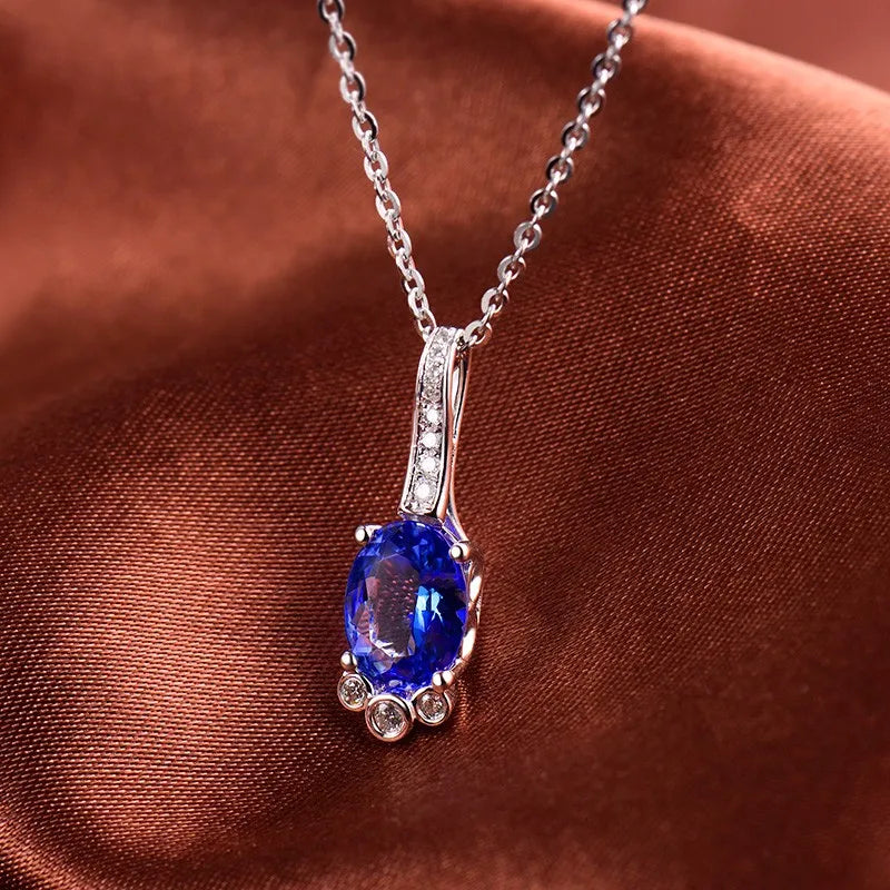 18K White Gold Tanzanite Pendant Necklace