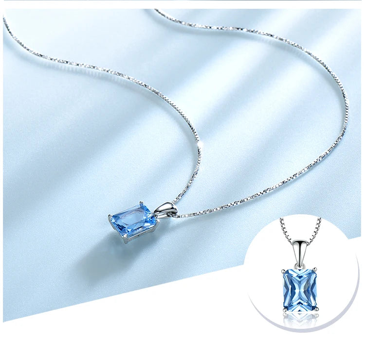 sterling silver nano blue topaz pendant necklace for women