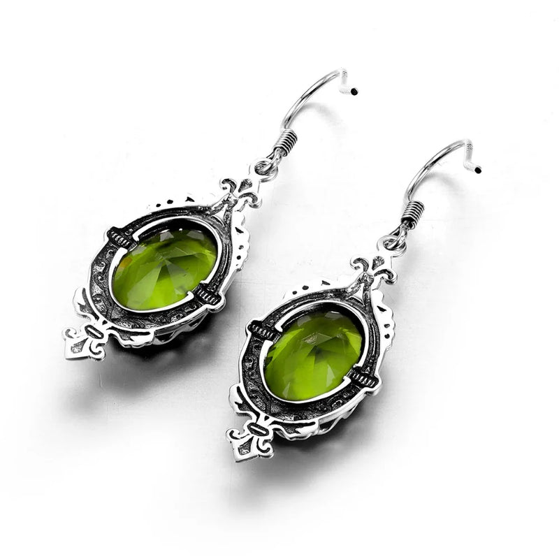 Sterling Silver Peridot Oval Earrings