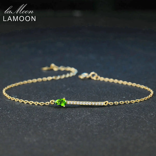 925 Sterling Silver Green Diopside Bracelet for woman