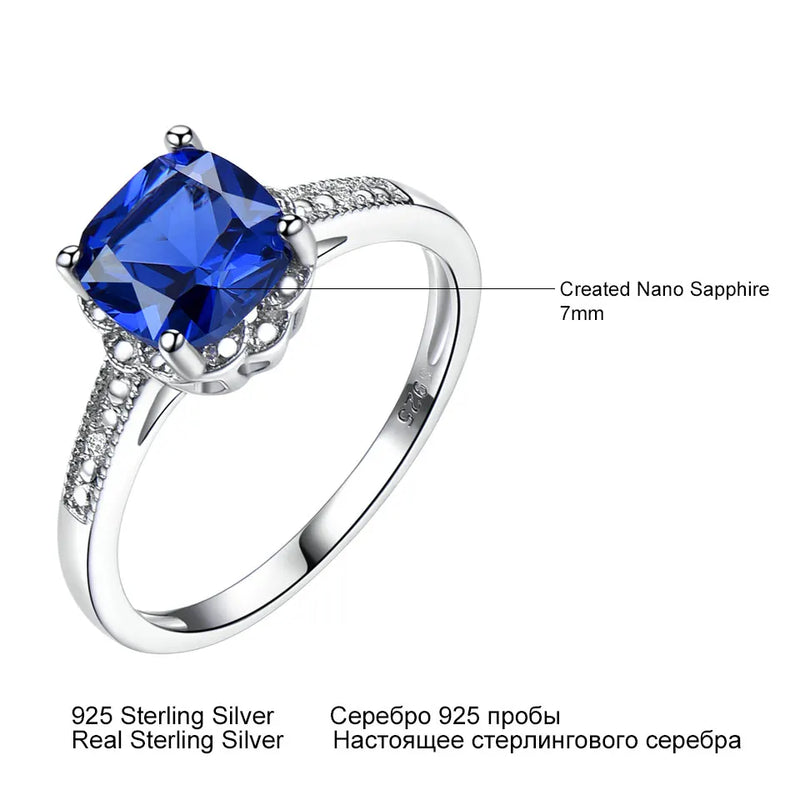 Sterling Silver Nano Sapphire Cushion Ring Women's