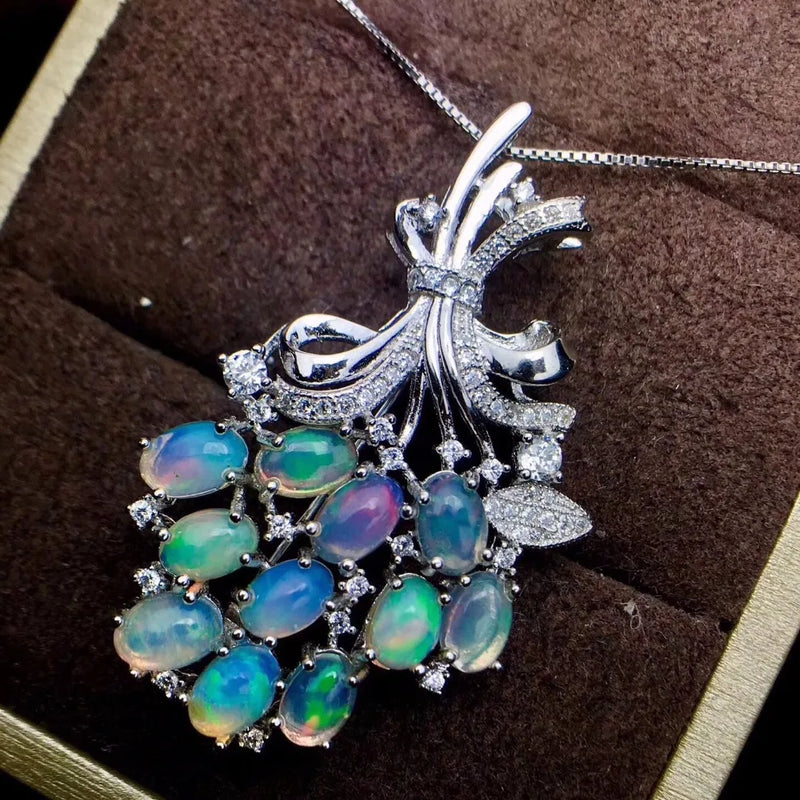 925 Silver Dual Purpose Pendant Brooch with Natural Opal Super Beautiful Natural Gemstone