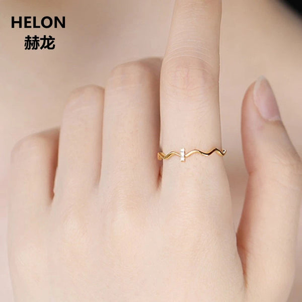 14k Yellow Gold SI/H Natural Diamonds Wave Engagement Ring for Women