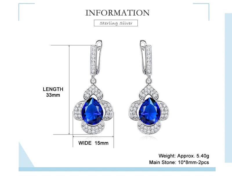 Sterling Silver Blue Sapphire Dangle Earrings for Women