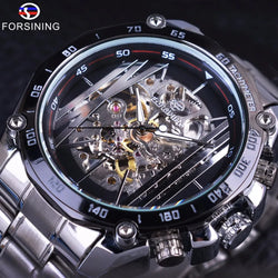 Stainless Steel Automatic Skeleton Mens Watch