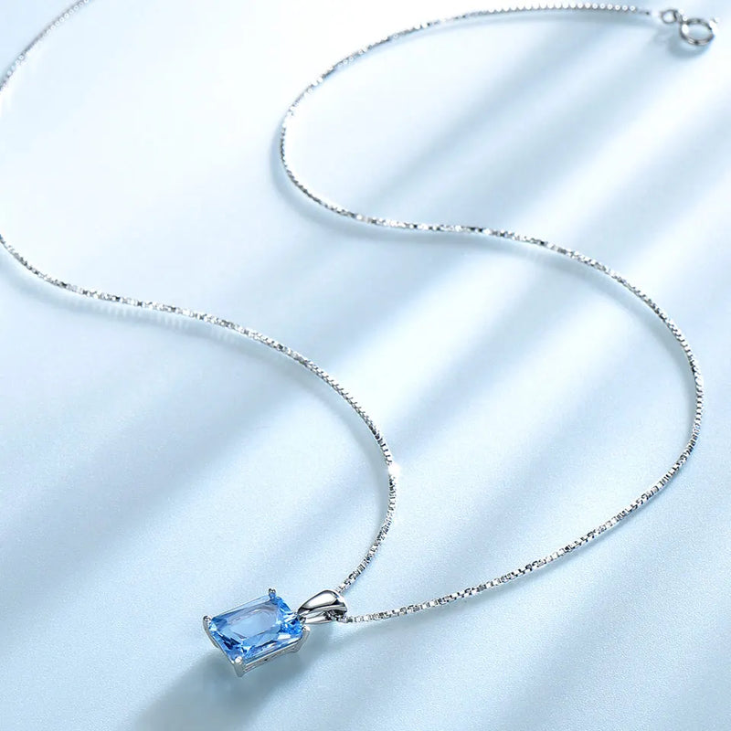 sterling silver nano blue topaz pendant necklace for women