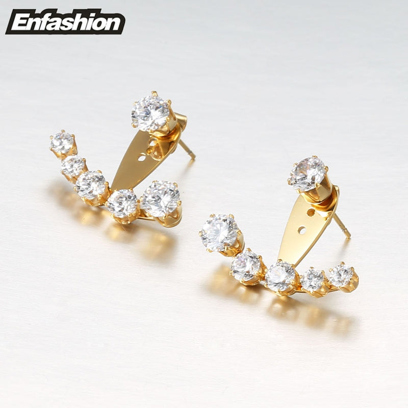 Enfashion Crystal Earrings Gold Color Zirconia Stone Stud Earrings Stainless Steel Earring For Women Jewelry Wholesale E5208