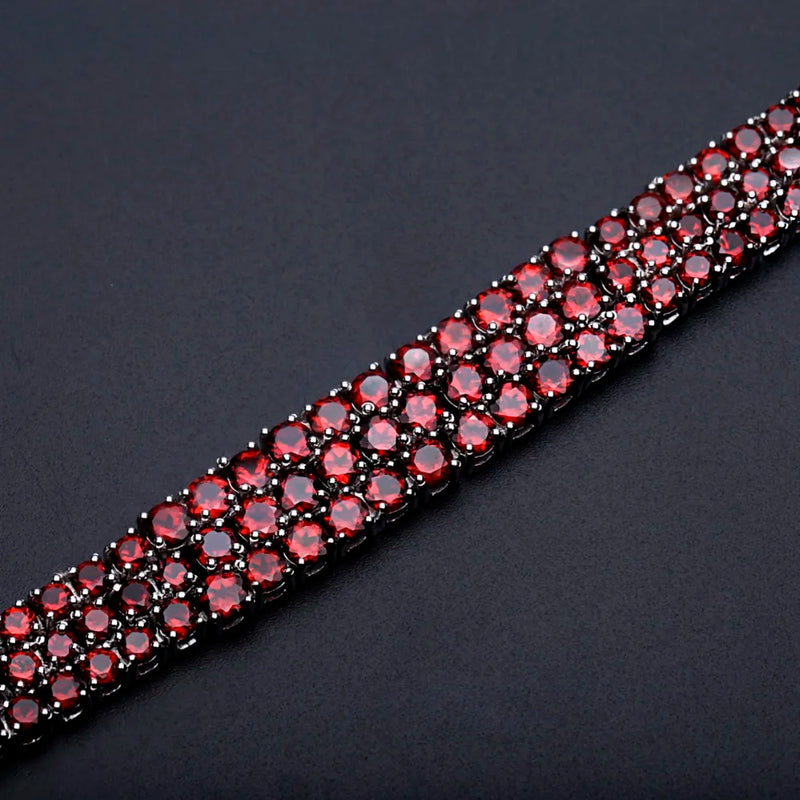 Sterling Silver Natural Red Garnet Bracelet for Women