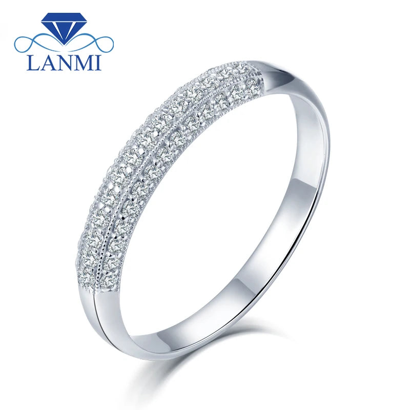 9K White Gold Real Diamond Wedding Ring for Women