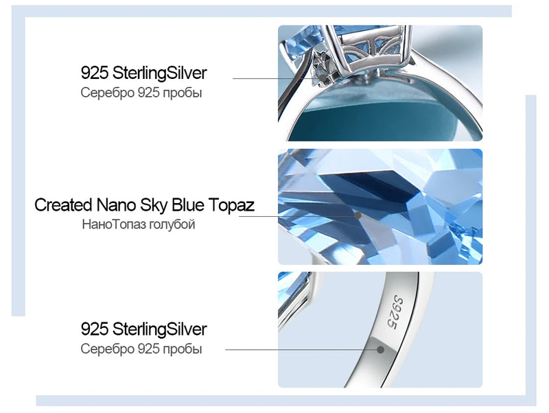 925 Sterling Silver Sky Blue Topaz Jewelry Set for Women