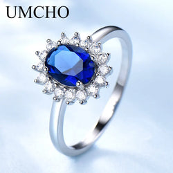 925 Sterling Silver Blue Sapphire Engagement Ring for Women