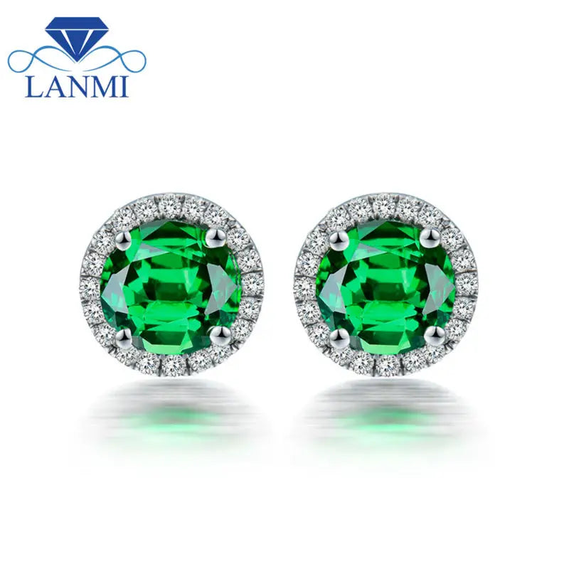 18K White Gold Tsavorite Gems Earrings for Girl