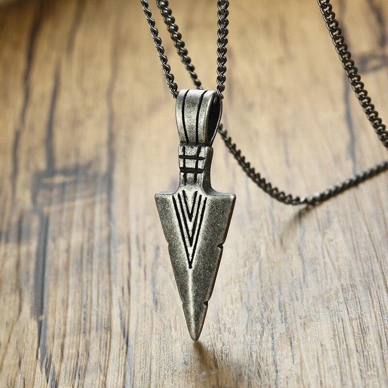 Stainless Steel Spearhead Pendant Necklace for Men.