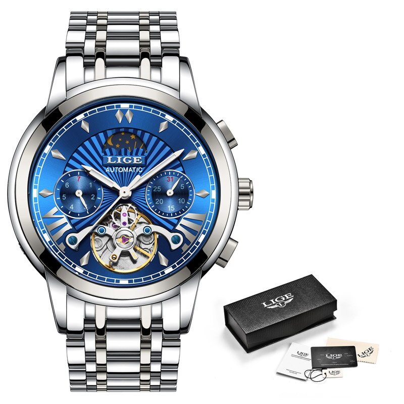 Stainless Steel Automatic Tourbillon Men's Watch