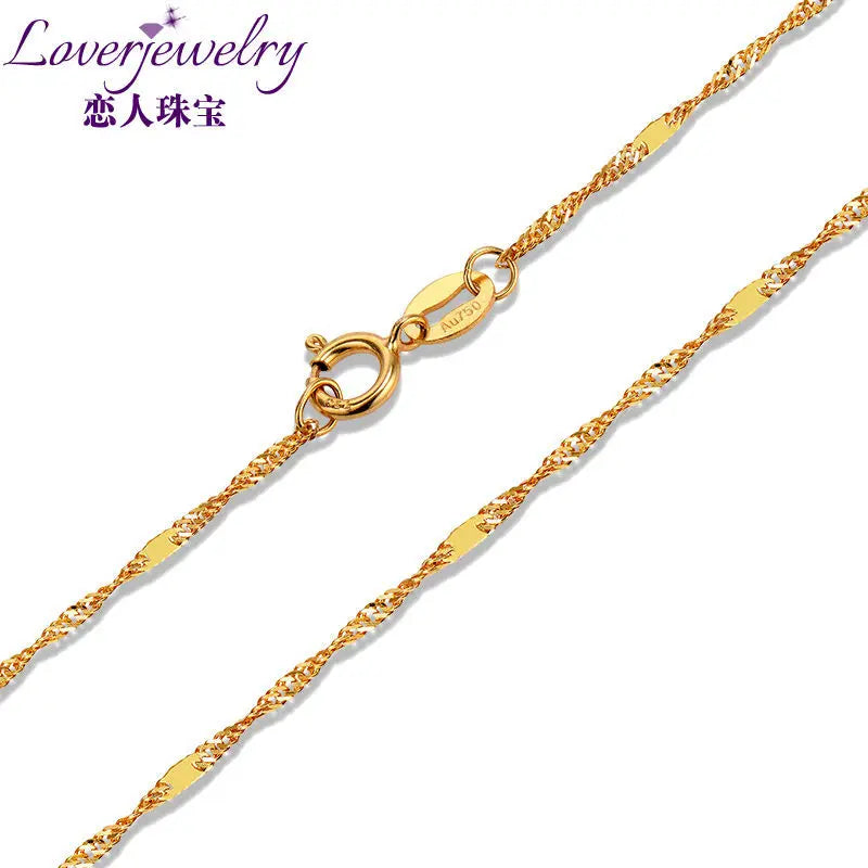 18K Rose Gold Wave Chain Necklace, 18" for Women