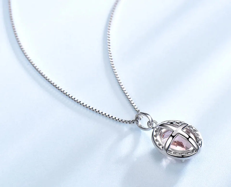 925 Sterling Silver Pink Sapphire Morganite Pendant for Women