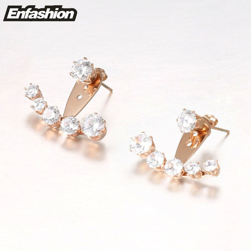 Enfashion Crystal Earrings Gold Color Zirconia Stone Stud Earrings Stainless Steel Earring For Women Jewelry Wholesale E5208