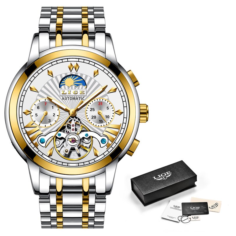 Stainless Steel Automatic Tourbillon Men's Watch