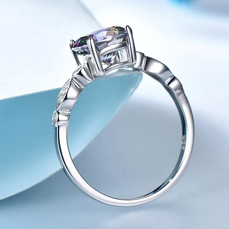 Sterling Silver Mystic Topaz Engagement Ring for Women