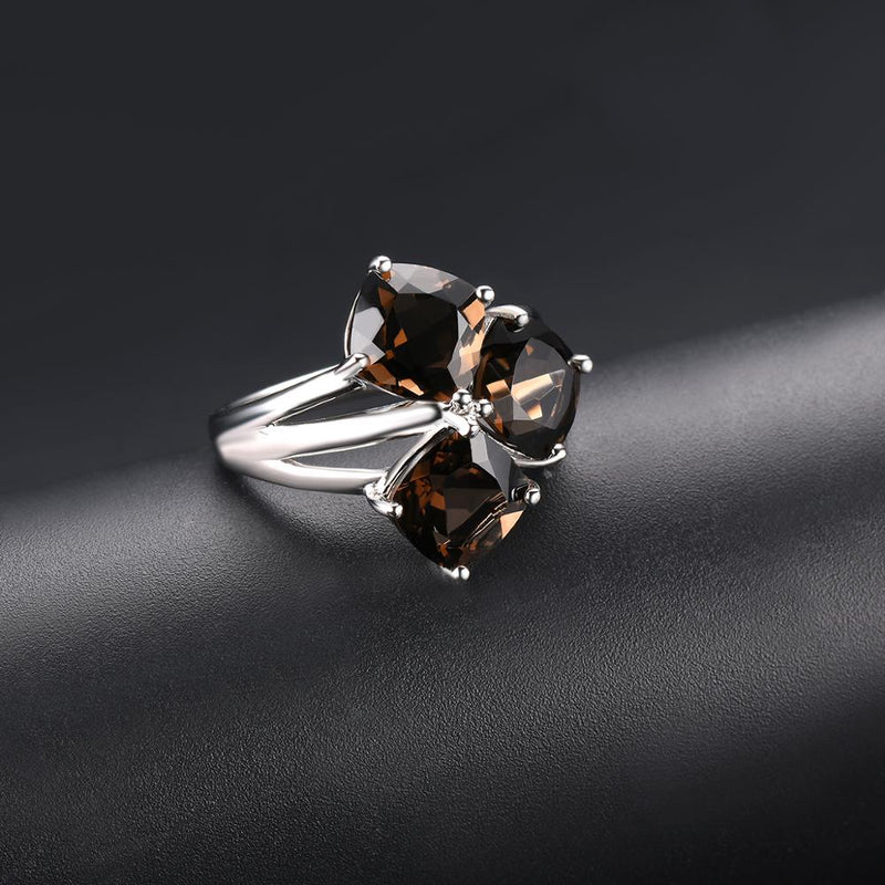 Sterling Silver 6.39ct Smoky Quartz Wedding Band for Women