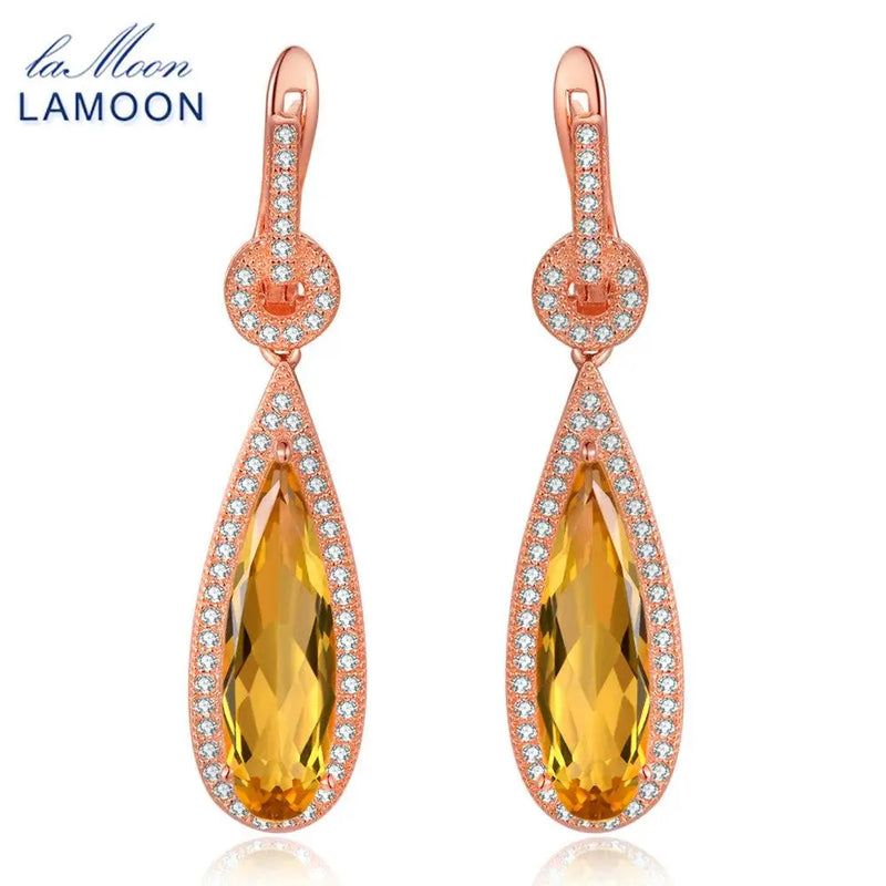 Sterling Silver Citrine Drop Earrings for Women