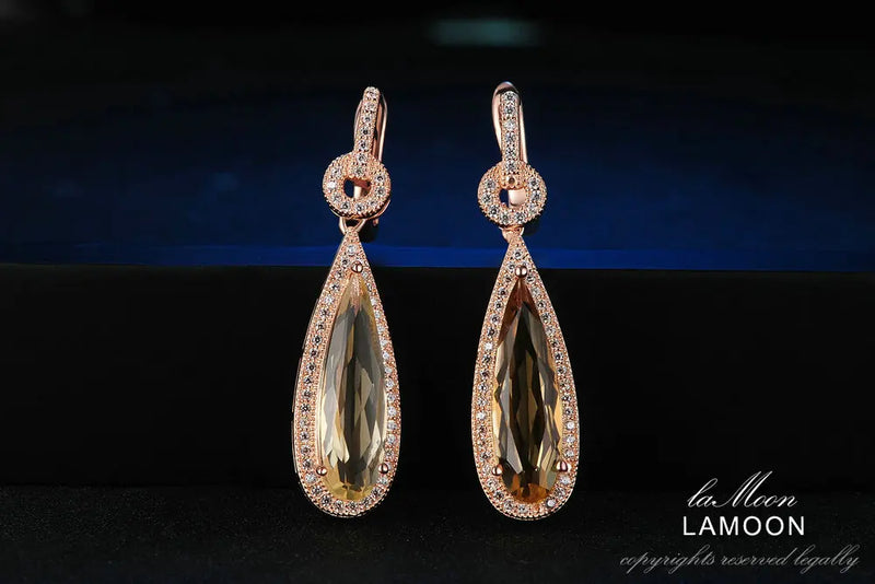 Sterling Silver Citrine Drop Earrings for Women