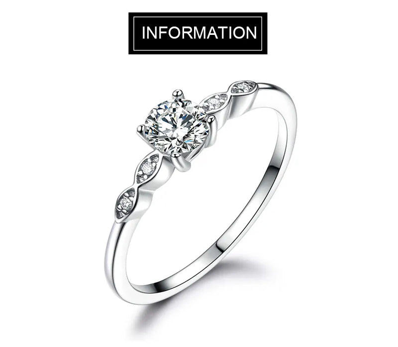 925 Sterling Silver Cubic Zirconia Solitaire Ring for Women