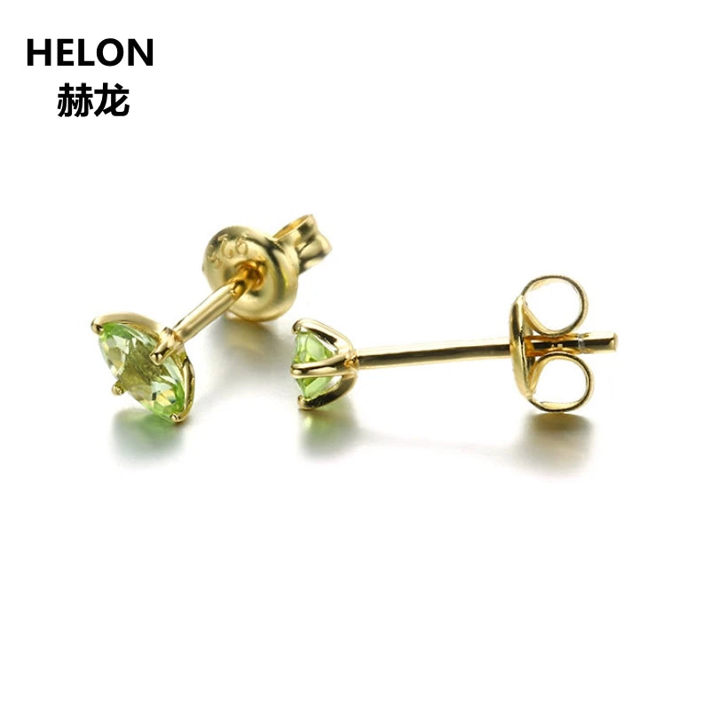 14k Yellow Gold Peridot Stud Earrings for Women